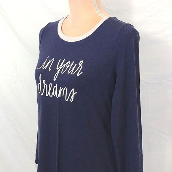Kate Spade Blue "In Your Dreams" Jersey Long Sleeve Nightshirt Size XS - Picture 5 of 14